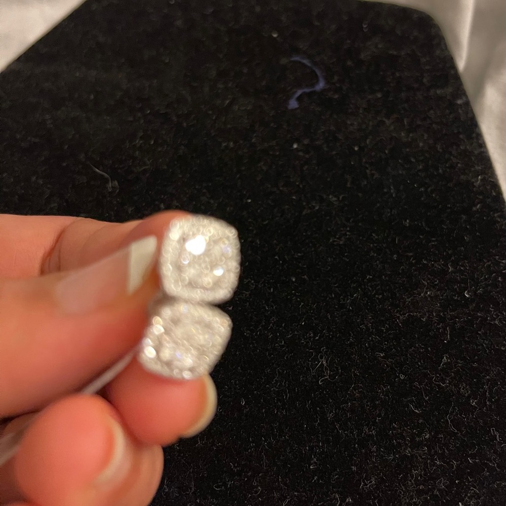 SOLD! 14k Diamond Princess Cut Stud Earrings